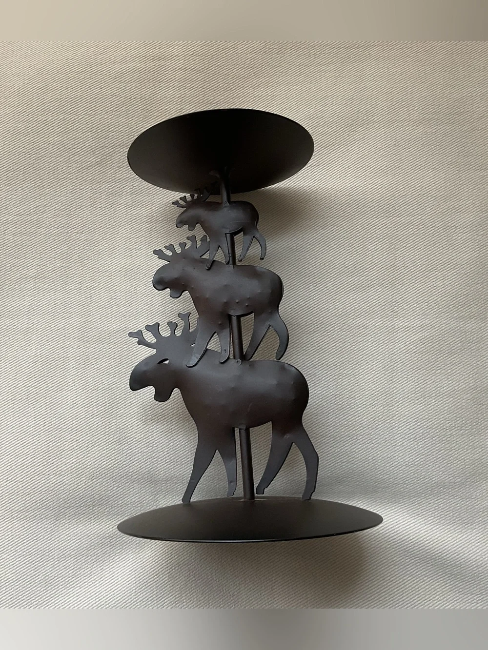Rustic Biedermann 3 Moose Metal Candle Holder
